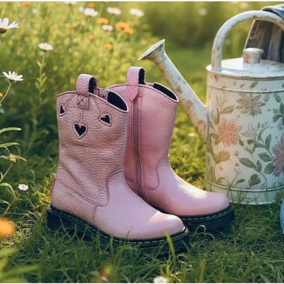 Dr. Martens BEX Heart Nappa Patent Leather Pull-On Boots Girls Size 1 New - Picture 1 of 13